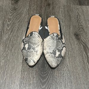 Snake Skin Print Mules